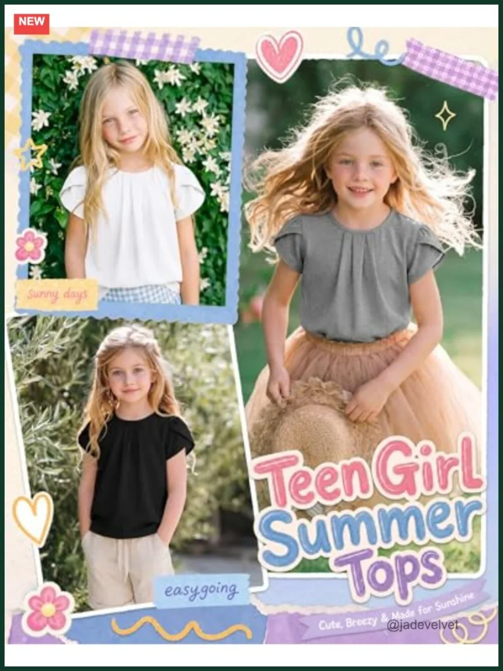 3 Pack Girls Ruffle Sleeve Pleated Crewneck Blouses Summer Casual Tops